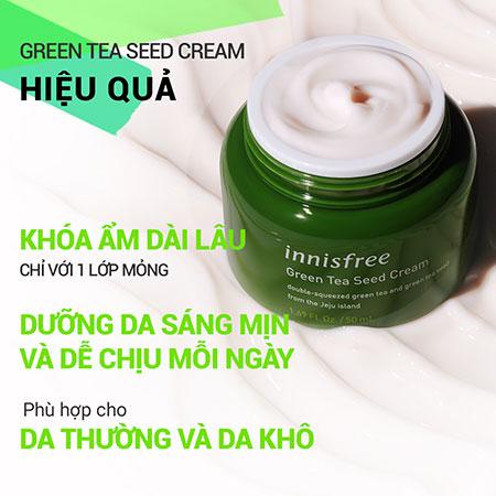 Set kem dưỡng và nước cân bằng dưỡng ẩm trà xanh innisfree Green Tea Seed Cream & Skin Combo