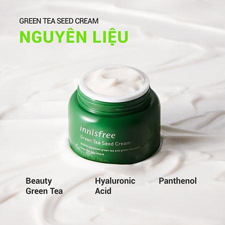 Set kem dưỡng và nước cân bằng dưỡng ẩm trà xanh innisfree Green Tea Seed Cream & Skin Combo