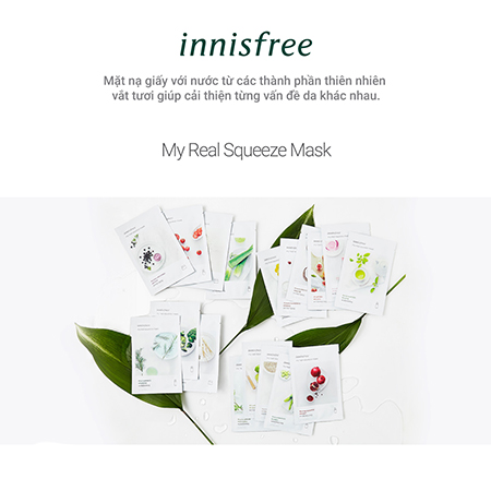 Bộ 15 mặt nạ giấy nước ép thiên nhiên Jeju innisfree My Real Squeeze Mask Set