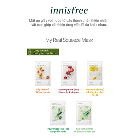 Bộ 15 mặt nạ giấy nước ép thiên nhiên Jeju innisfree My Real Squeeze Mask Set
