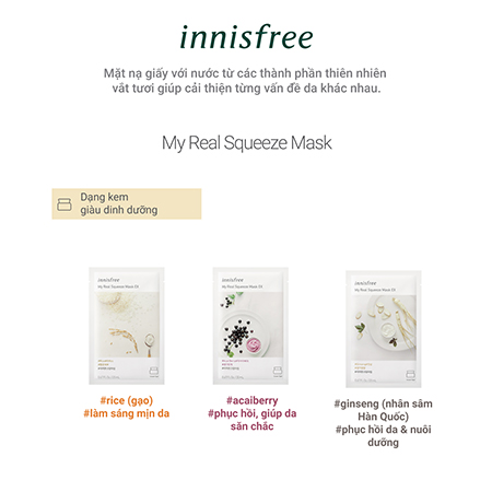 Bộ 15 mặt nạ giấy nước ép thiên nhiên Jeju innisfree My Real Squeeze Mask Set