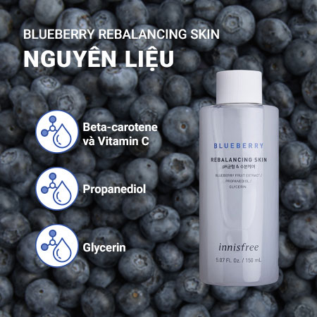 Set nước cân bằng và sữa dưỡng ẩm chống oxy hóa việt quất innisfree Blueberry Rebalancing Skin & Lotion