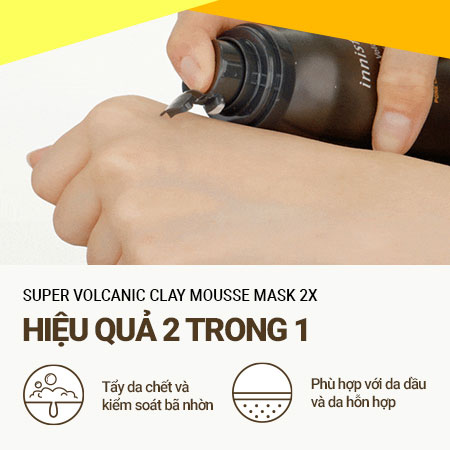 Mặt nạ se khít lỗ chân lông dạng bọt xốp innisfree Jeju Super Volcanic Clay Mousse Mask 2X 100 mL