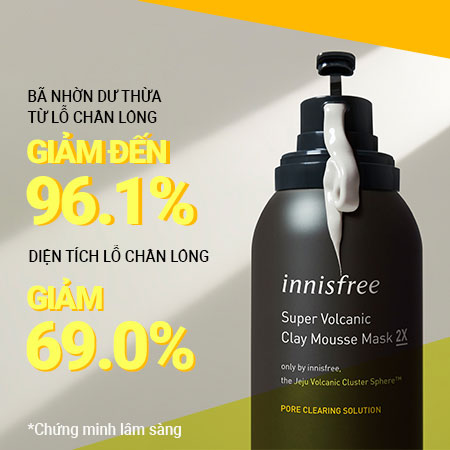 Mặt nạ se khít lỗ chân lông dạng bọt xốp innisfree Jeju Super Volcanic Clay Mousse Mask 2X 100 mL