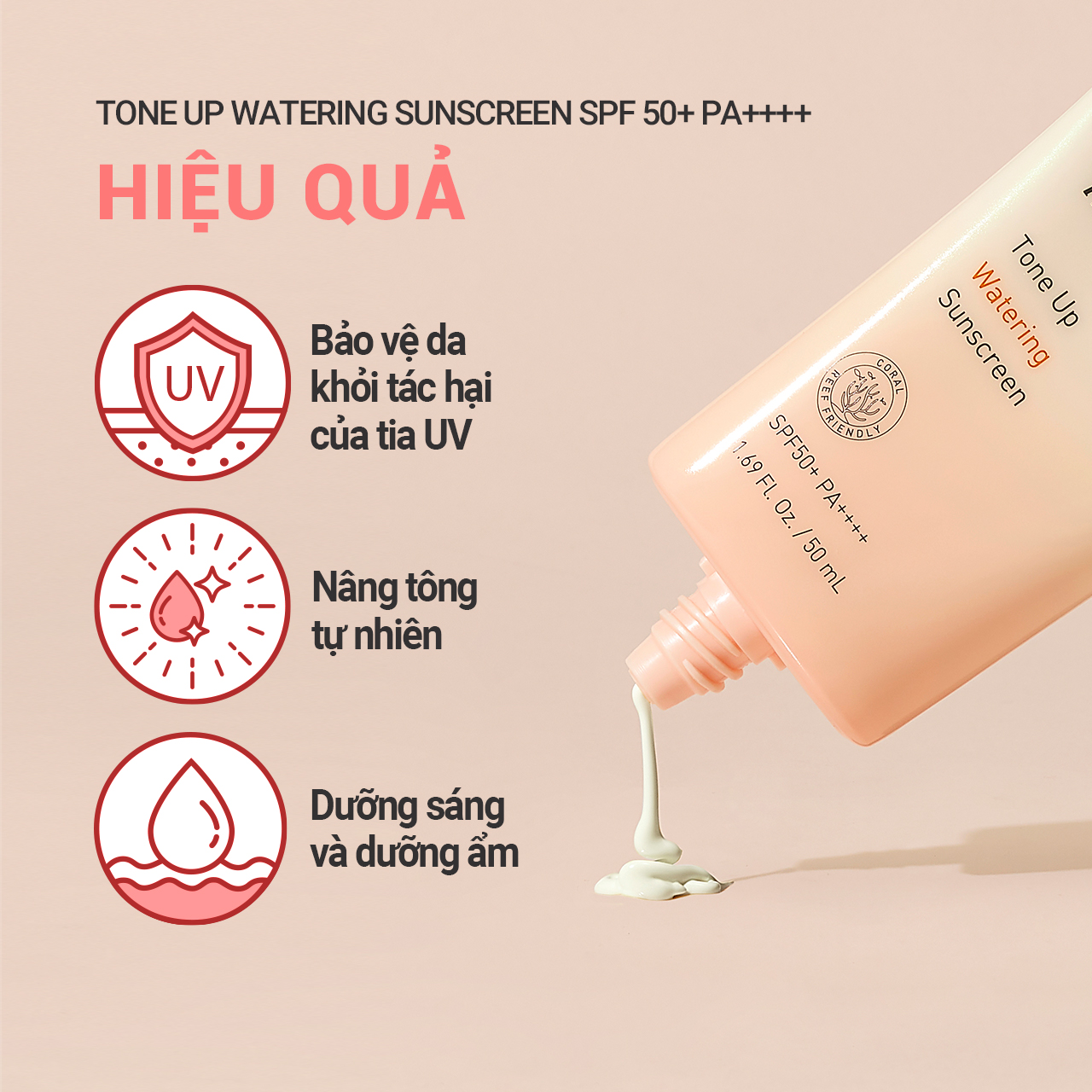 Kem chống nắng nâng tông innisfree Tone Up Watering Sunscreen SPF 50+ PA++++ 50 mL