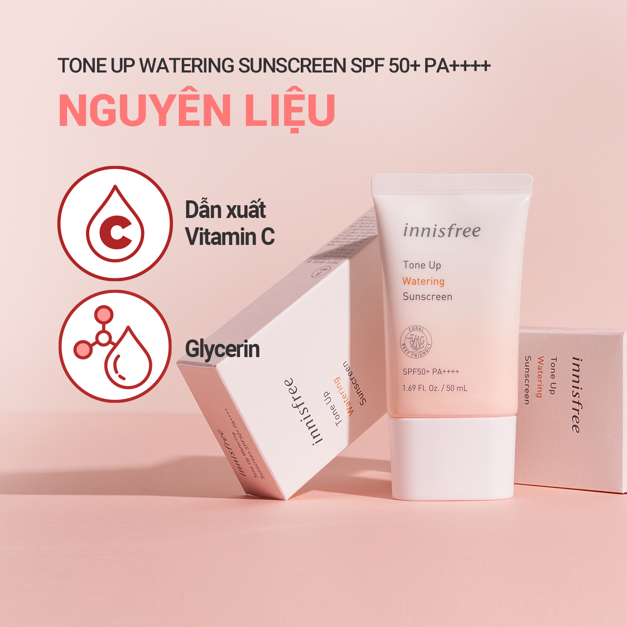 Kem chống nắng nâng tông innisfree Tone Up Watering Sunscreen SPF 50+ PA++++  50 mL | innisfree Việt Nam