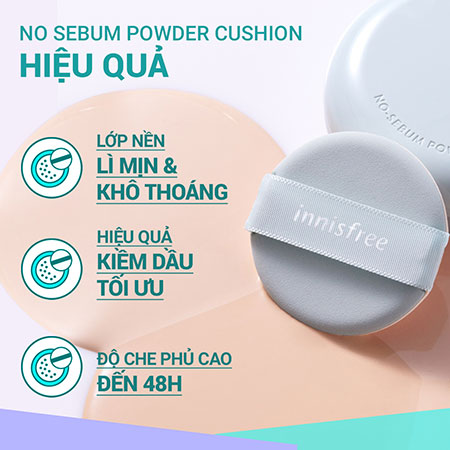 Lõi phấn nước kiềm dầu innisfree No Sebum Powder Cushion Refill SPF 29 PA++ 14 g