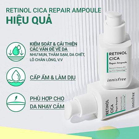 Bộ sản phẩm cấp ẩm và chăm sóc lỗ chân lông với Retinol innisfree Skin Clear & Pore Care Retinol Cica Repair Ampoule Set