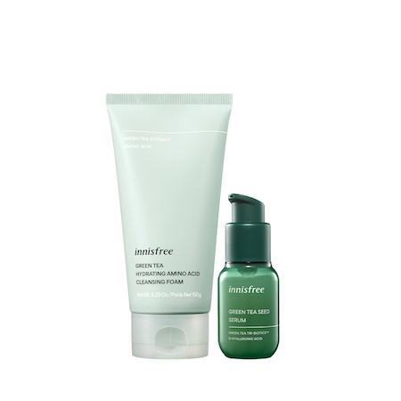 Bộ đôi sữa rửa mặt dịu nhẹ và tinh chất dưỡng ẩm trà xanh innisfree Green Tea Hydrating Amino Acid Cleansing Foam & Serum Duo Set