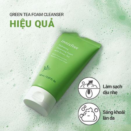 Bộ đôi sữa rửa mặt dịu nhẹ và tinh chất dưỡng ẩm trà xanh innisfree Green Tea Hydrating Amino Acid Cleansing Foam & Serum Duo Set