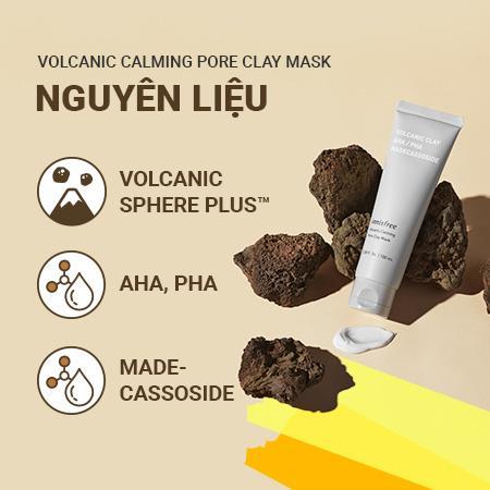 Set mặt nạ đất sét làm dịu lỗ chân lông và tinh chất dưỡng sáng chăm sóc lỗ chân lông innisfree Volcanic Calming Mask & Brightening Pore Serum