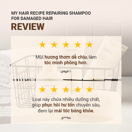 Bộ sản phẩm phục hồi tóc hư tổn innisfree My Hair Recipe Repairing (For Damaged Hair)