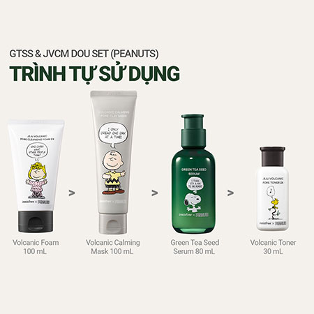Bộ chăm da sạch mịn và ẩm mượt phiên bản giới hạn innisfree Green Tea Seed Serum & Volcanic Calming Pore Clay Mask Duo Set x Peanuts