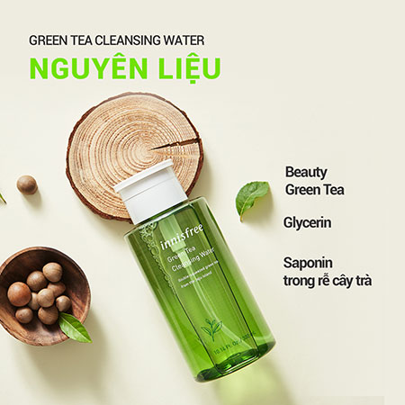 Bộ đôi nước tẩy trang và sữa rửa mặt làm sạch dịu nhẹ trà xanh innisfree Green Tea Cleansing Water & Hydrating Amino Acid Cleansing Foam Duo Set