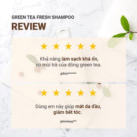 Bộ sản phẩm hạn chế bết tóc trà xanh innisfree Green Tea Fresh Shampoo & Green Tea Fresh Conditioner & Ribbon Hair Band