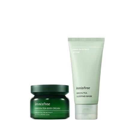 Set kem dưỡng ẩm và mặt nạ ngủ trà xanh innisfree Green Tea Seed Cream & Sleeping Mask Combo