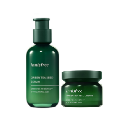 Set tinh chất và kem dưỡng cân bằng độ ẩm innisfree Green Tea Seed Serum & Balancing Cream