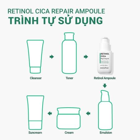 Set tinh chất phục hồi và chống lão hóa innisfree Retinol Cica Ampoule & Black tea Youth Ampoule 30mL