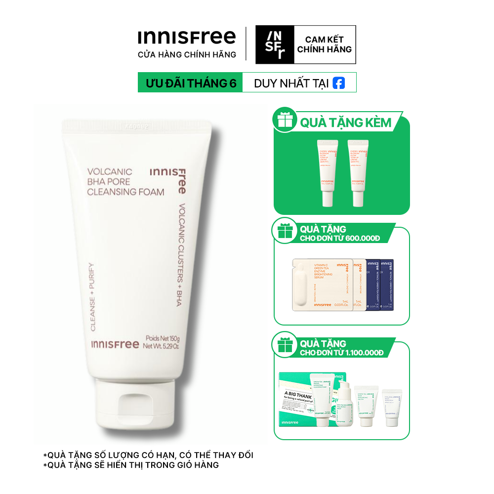 Sữa rửa mặt se khít lỗ chân lông INNISFREE Volcanic Pore BHA Cleansing Foam 150 g