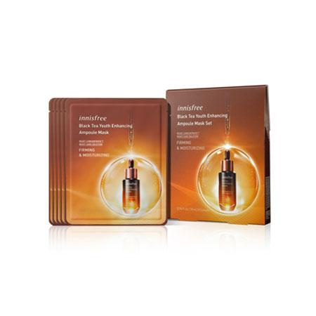 Bộ mặt nạ phục hồi da innisfree Black Tea Youth Enhancing Ampoule Mask 28 mL