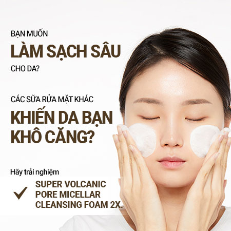 Sữa rửa mặt sạch sâu lỗ chân lông đá tro núi lửa innisfree Super Volcanic Pore Micellar Cleansing Foam 2X 150 mL