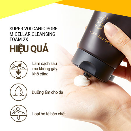 Sữa rửa mặt sạch sâu lỗ chân lông đá tro núi lửa innisfree Super Volcanic Pore Micellar Cleansing Foam 2X 150 mL | innisfree Việt Nam