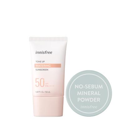 Set dưỡng sáng da innisfree Brightening Pore Cleanser & Green Tea Seed Serum & Tone Up Watering Sun Combo