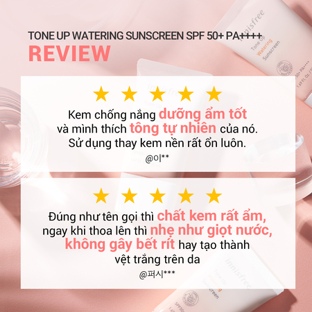 Set dưỡng sáng da innisfree Brightening Pore Cleanser & Green Tea Seed Serum & Tone Up Watering Sun Combo