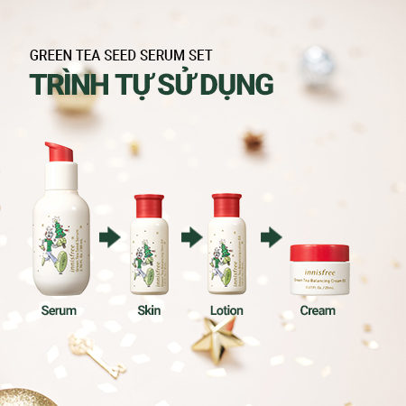[Phiên bản Green Holidays] Bộ dưỡng da và cấp ẩm chuyên sâu mầm trà xanh innisfree Green Tea Seed Serum Set