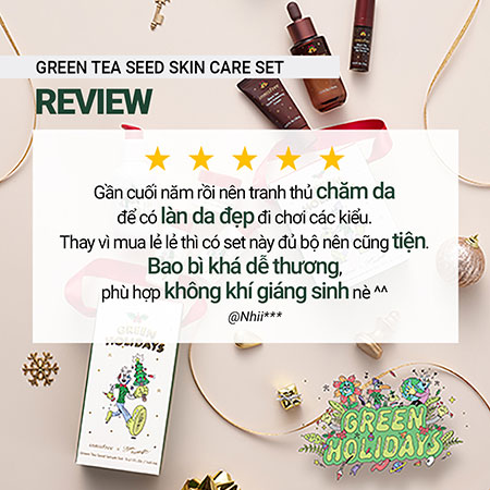 [Phiên bản Green Holidays] Bộ sản phẩm chăm da ẩm mượt chuyên sâu mầm trà xanh innisfree Green Tea Seed Skin Care Set