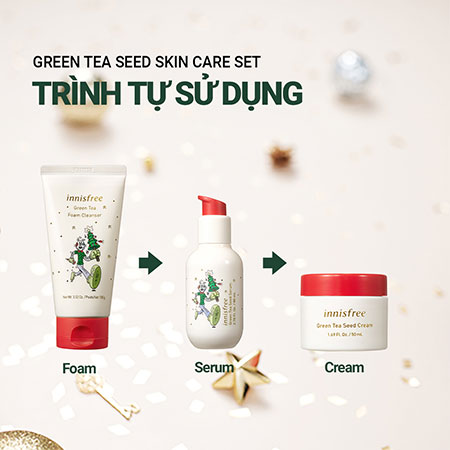 [Phiên bản Green Holidays] Bộ sản phẩm chăm da ẩm mượt chuyên sâu mầm trà xanh innisfree Green Tea Seed Skin Care Set