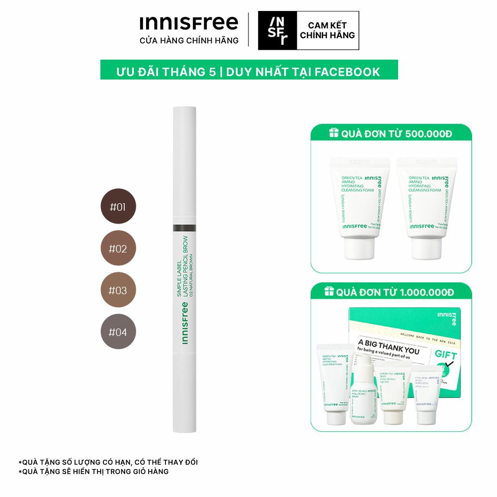 Chì kẻ lông mày lâu trôi innisfree Simple Label Lasting Pencil Brow 0.15 g HSD T8-2025