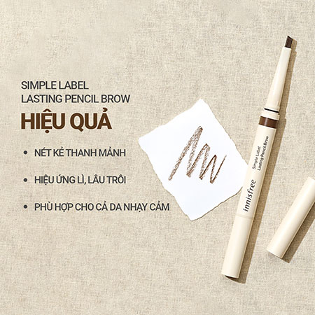 Chì kẻ lông mày lâu trôi innisfree Simple Label Lasting Pencil Brow 0.15 g HSD T8-2025