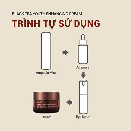 (ĐỘC QUYỀN) Set Kem Dưỡng Da Ban Đêm Ngăn Ngừa Lão Hóa Từ Trà Đen INNISFREE Black Tea Youth Enhancing Cream And Treatment Essence And Black Tea Youth Ampoule Combo