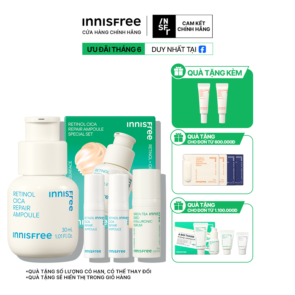 Serum Kiểm Soát Dầu Mụn Cho Da Láng Mịn INNISFREE Retinol Cica Repair Ampoule 30mL