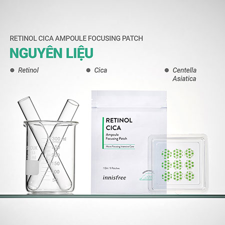 Miếng dán làm dịu và phục hồi da mụn innisfree Retinol Cica Ampoule Focusing Patch 1 ea