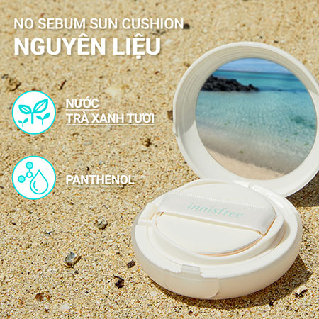 Phấn nước trang điểm kiềm dầu và chống nắng innisfree No Sebum Sun Cushion SPF 50+ PA+++ 14 g