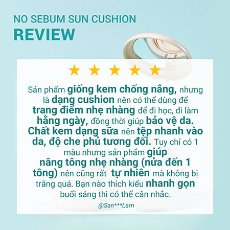 Phấn nước trang điểm kiềm dầu và chống nắng innisfree No Sebum Sun Cushion SPF 50+ PA+++ 14 g