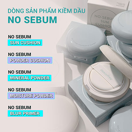 Phấn nước trang điểm kiềm dầu và chống nắng innisfree No Sebum Sun Cushion SPF 50+ PA+++ 14 g