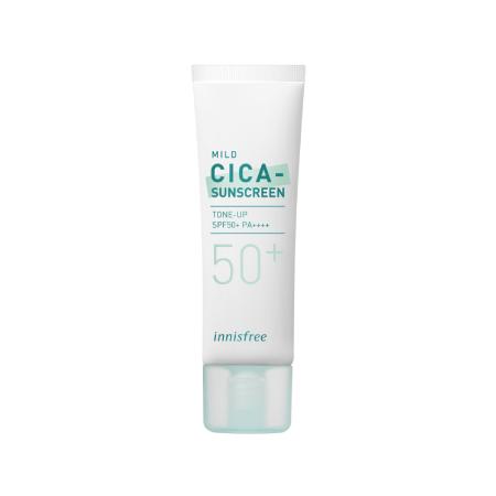 Kem chống nắng nâng tông làm dịu da mẩn đỏ innisfree Mild Cica-Sunscreen Tone-up SPF50+ PA++++ 50 mL
