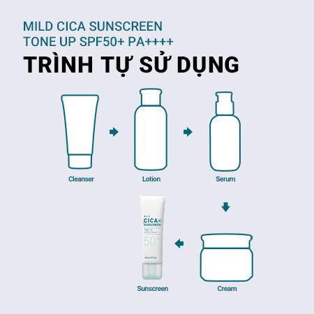 Kem chống nắng nâng tông làm dịu da mẩn đỏ innisfree Mild Cica-Sunscreen Tone-up SPF50+ PA++++ 50 mL