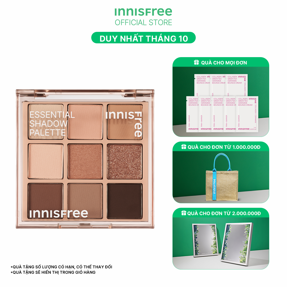Bảng phấn mắt các màu cơ bản innisfree Essential Shadow Palette 8.3 ~ 8.7 g