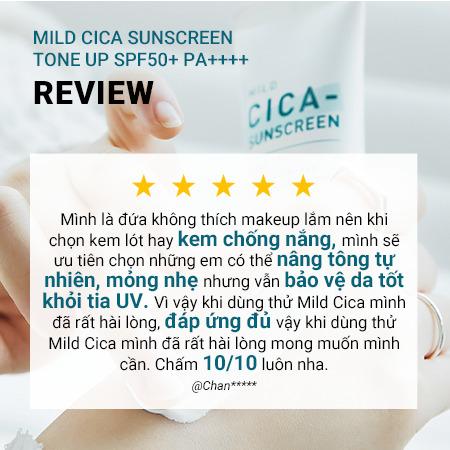 Kem chống nắng nâng tông làm dịu da mẩn đỏ innisfree Mild Cica Suncreen Tone Up SPF 50+ PA++++ 35 mL