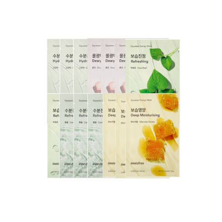 Set 14 mặt nạ dưỡng ẩm cho da innisfree Squeeze Energy Mask 