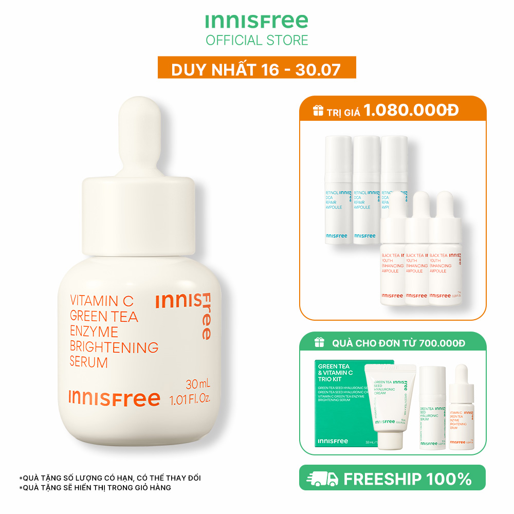 Bộ sản phẩm dưỡng sáng da INNISFREE Vitamin C Green Tea Enzyme Brightening Serum Special Set