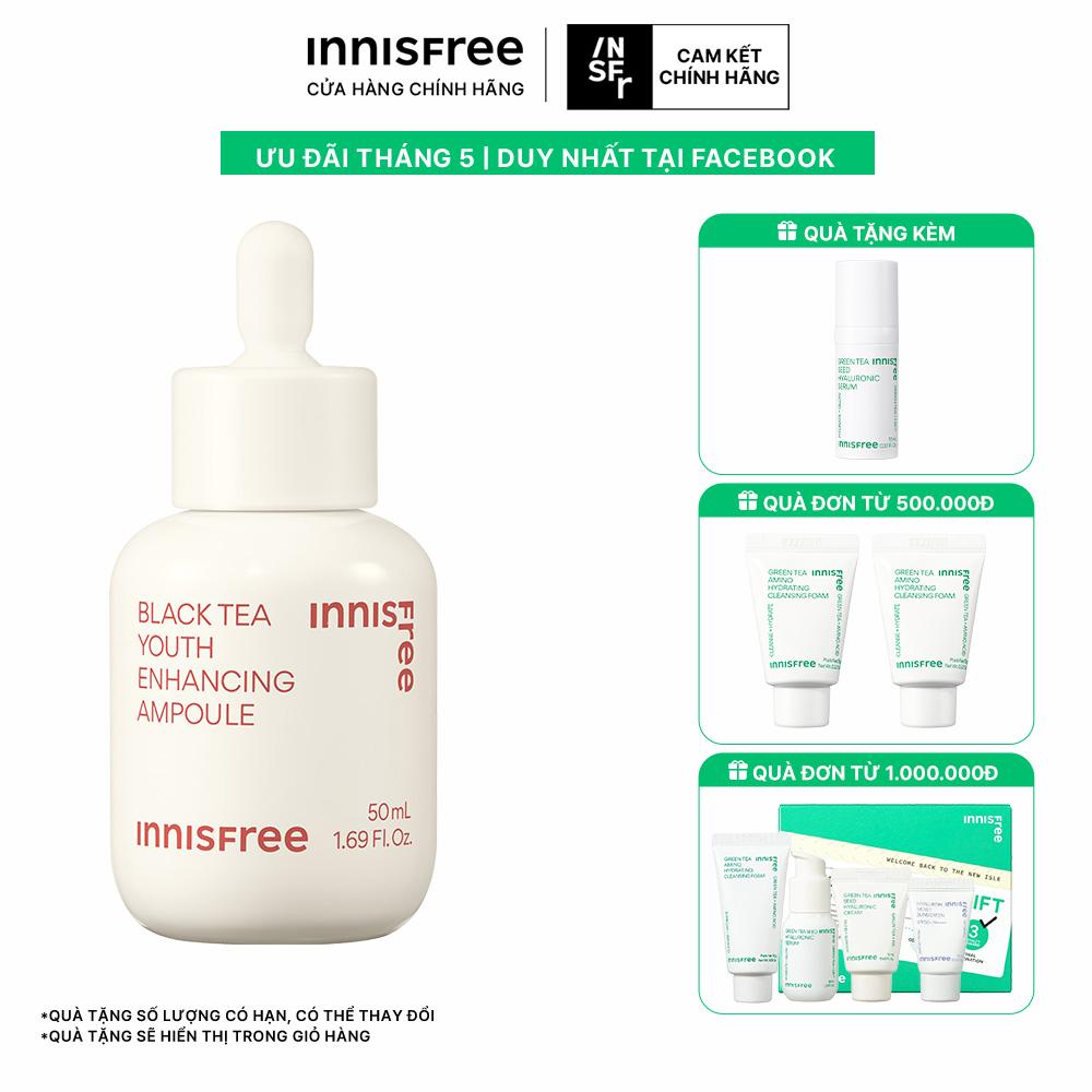 Tinh chất phục hồi da và chống lão hóa từ trà đen INNISFREE Black Tea Youth Ampoule 50 mL 2023