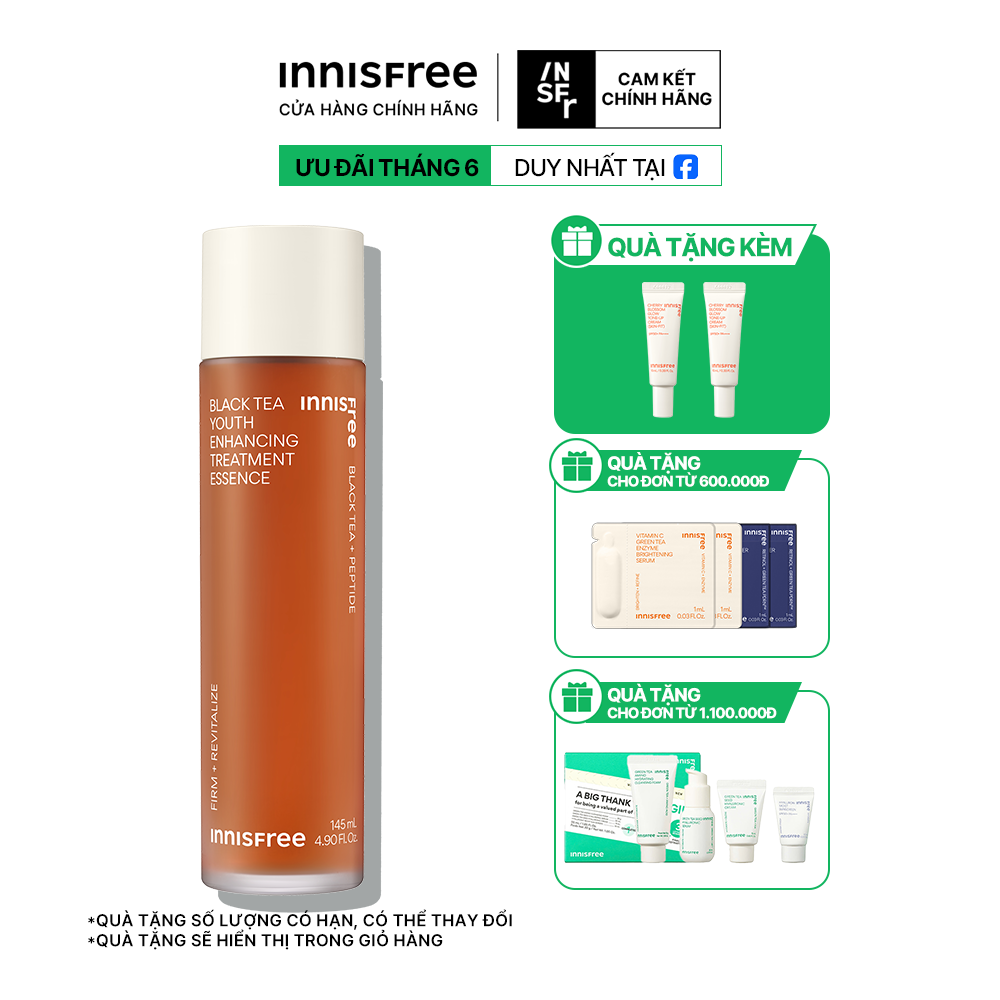 Nước dưỡng ngăn ngừa lão hóa từ trà đen innisfree Black tea Treatment Essence 145 mL