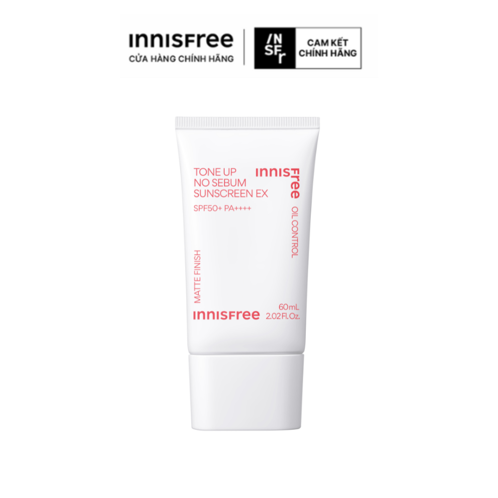Kem chống nắng nâng tông kiềm dầu INNISFREE Tone Up No Sebum EX SPF 50+ PA++++ 60 mL
