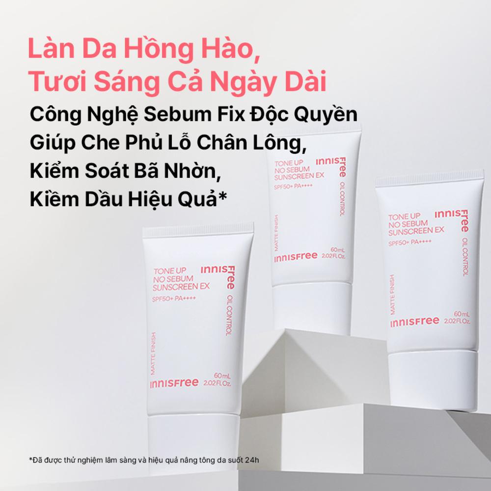 Kem chống nắng nâng tông INNISFREE Tone Up No Sebum Sunscreen EX SPF 50+ PA++++ 60 mL