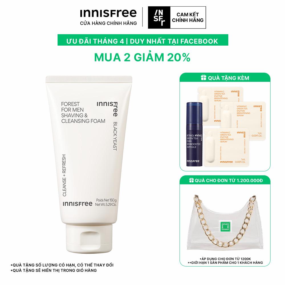  Sữa rửa mặt kết hợp làm mềm vùng da cạo râu innisfree Forest for men Shaving & Cleansing Foam 150 mL